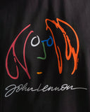 Black t-shirt with colourful John Lennon logo and signature design.